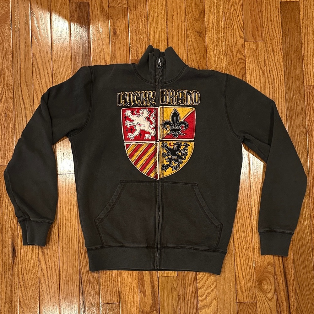 Lucky Brand Black Jacket with Colorful Crest
